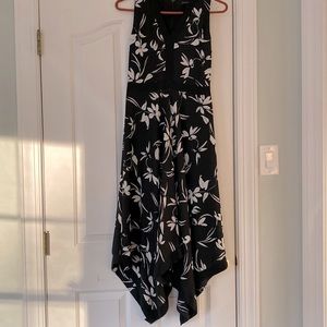 Black and White Floral Handkerchief Dress